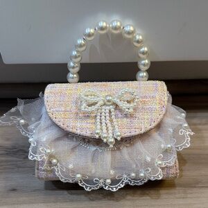 Girls’ Elegant Pearl Handle Purse